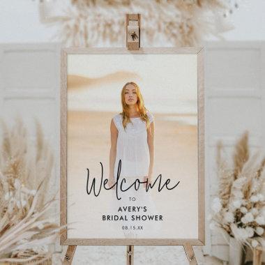 Bohemian Calligraphy Photo Bridal Shower Welcome Poster