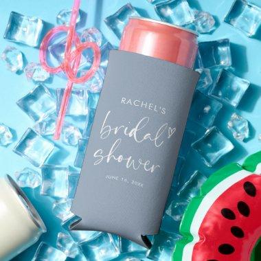 Bohemian Dusty Blue Heart Script  Seltzer Can Cooler
