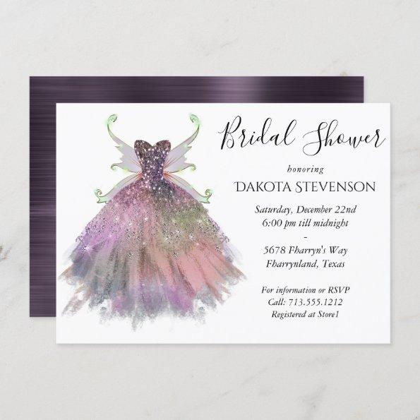 Bohemian Fairy Wing Gown | Glam Dusty Plum Purple Invitations
