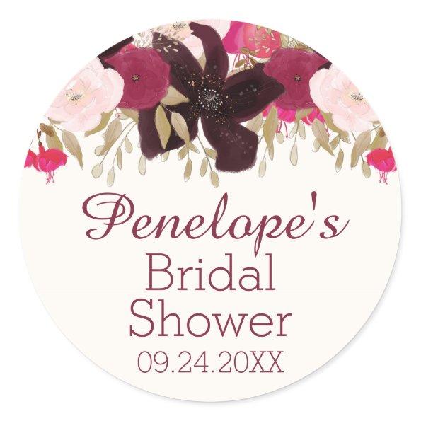 Bohemian Floral Bridal Shower Favor Label Sticker