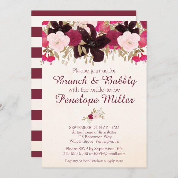 Bohemian Floral Brunch and Bubbly Invitations