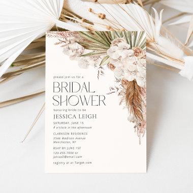 Bohemian Floral & Feathers Bridal Shower Invitations