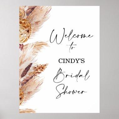 Bohemian Floral Pampas Bridal Shower Welcome Sign