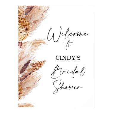 Bohemian Floral Pampas Bridal Shower Welcome Sign