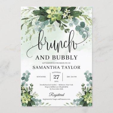 Bohemian greenery succulent brunch and bubby Invitations