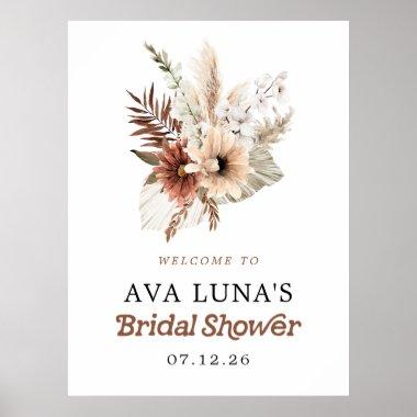 Bohemian Pampas Grass Bridal Shower Welcome Poster