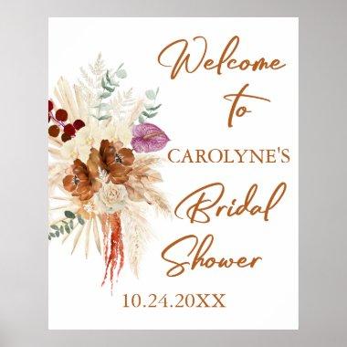 Bohemian Pampas Grass Bridal Shower Welcome Sing Poster