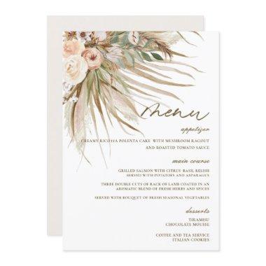 Bohemian Pampas Grass Wedding Bridal Shower Menu