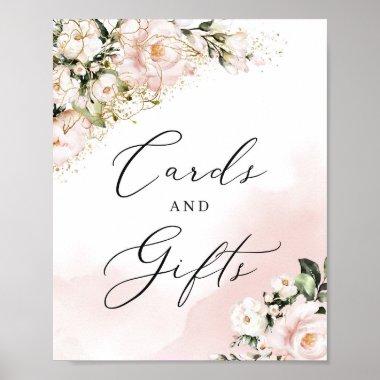 Bohemian soft pink gold floral Invitations and gifts poster