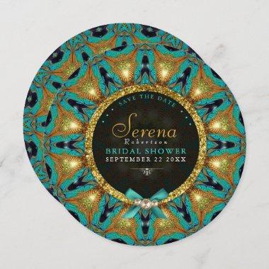 Bohemian Sunflower Mandala Bridal Shower Round Invitations