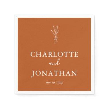 Bohemian Terracotta Delicate Greenery Wedding Napkins