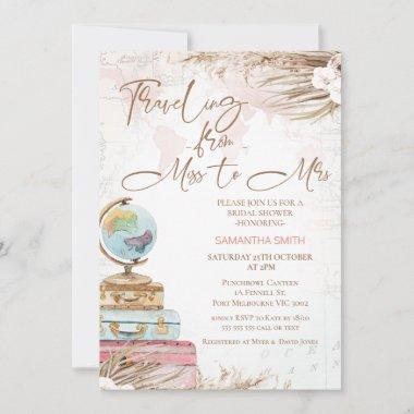 Bohemian Traveling Miss to Mrs Bridal Shower Invitations