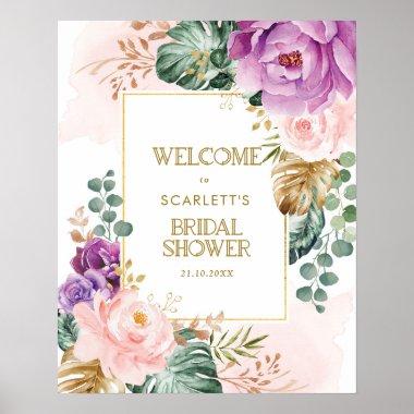 Bohemian Tropical Flower Greenery Bridal Shower Poster