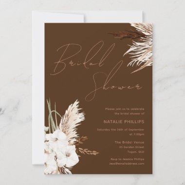 Bohemian White Floral Modern Bridal Shower Invitations