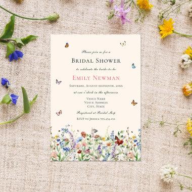 Bohemian Wildflowers & Butterflies Bridal Shower Invitations
