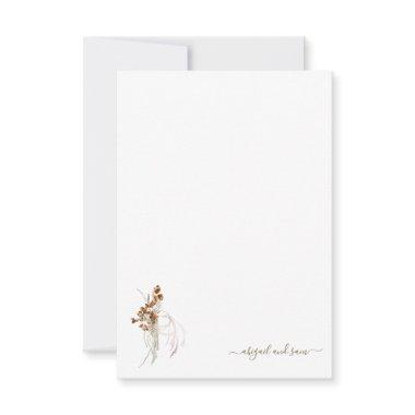 Bohemian Wispy Floral Bridal Shower Blank Thank You Invitations