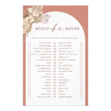 Bohemian would she rather bridal shower game flyer