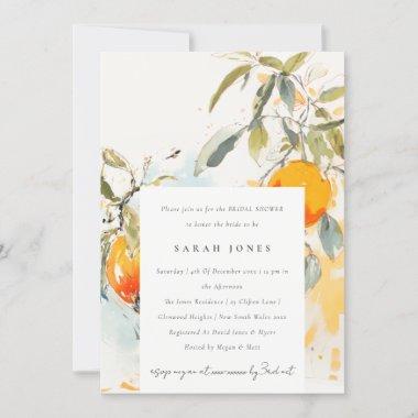 Boho Abstract Sketchy Orange Garden Bridal Shower Invitations