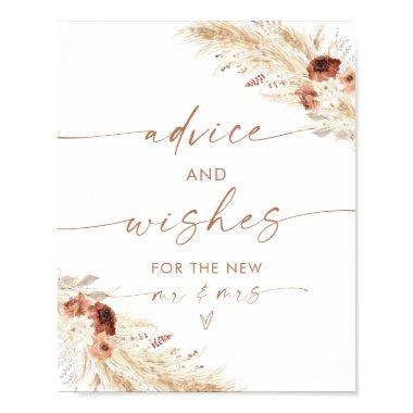 Boho Advice + Wishes Sign, Terracotta Pampas Grass Poster