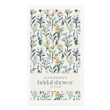 Boho Aesthetic Watercolor Wildflower Shower Paper Guest Towels