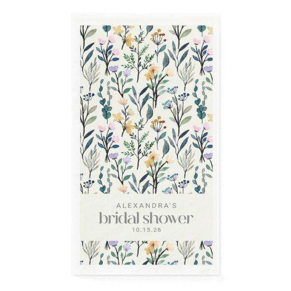 Boho Aesthetic Watercolor Wildflower Shower Paper Guest Towels