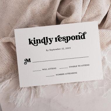 Boho and Retro Black and White RSVP Card
