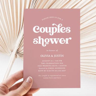 Boho and Retro Dusty Rose | Couples Shower Invitations