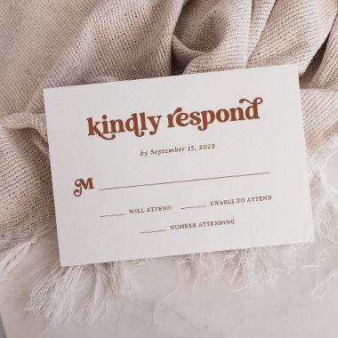 Boho and Retro Terracotta and White RSVP Card