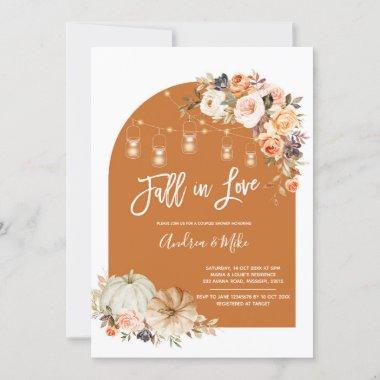 Boho Arch Fall in Love Couple Shower Invitations