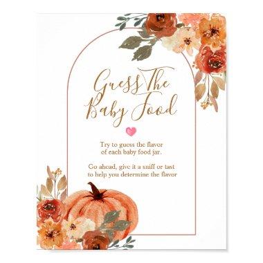 Boho arch Pumpkin Baby Shower Guess the Baby Food Poster