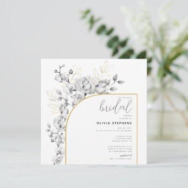 Boho Arch Stylish Floral Gold Modern Bridal Shower Invitations