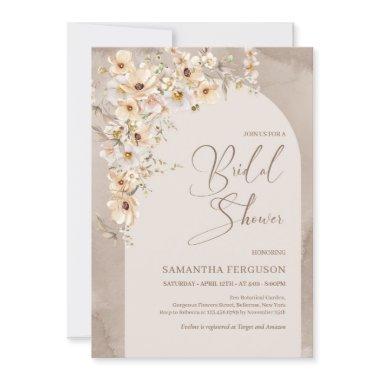 Boho Arch Summer Neutral Wildflower Rustic  Invitations