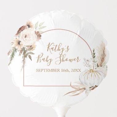 Boho Arch White Pumpkin Baby and  Balloon