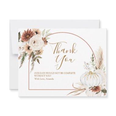Boho Arch White Pumpkin Floral Baby Shower Thank You