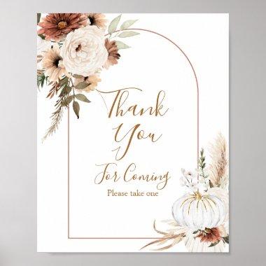 Boho Arch White Pumpkin Thank you for coming Poster