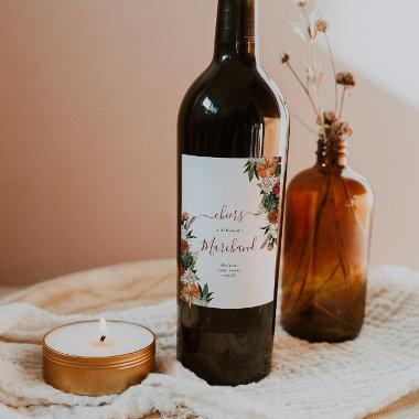 Boho Autumn Bridal Shower Wine Label