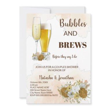 Boho Autumn Bubble & Brews Couples Shower Invitati