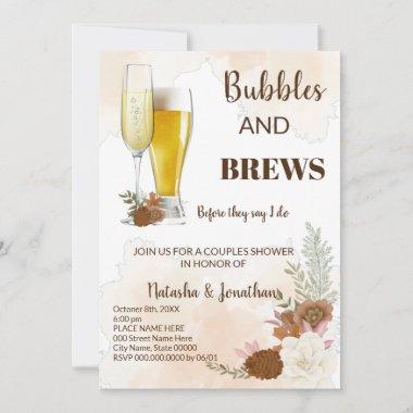 Boho Autumn Bubble & Brews Couples Shower Invitations