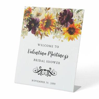 Boho Autumn Floral Bridal Shower Welcome Pedestal Sign