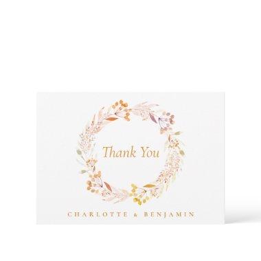 Boho Autumn Floral Wreath Custom Wedding Names Thank You