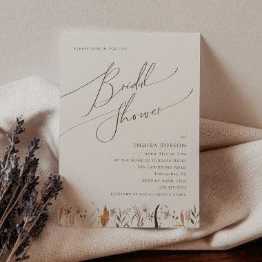 Boho Autumn Wildflower | Beige Bridal Shower Invitations