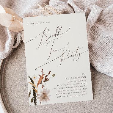 Boho Autumn Wildflower | Beige Bridal Tea Party Invitations