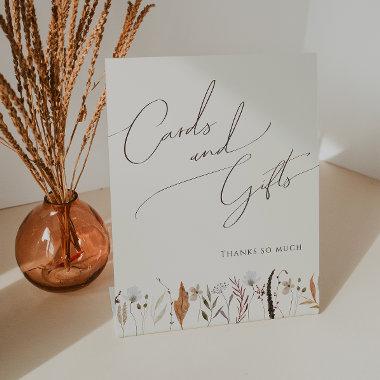 Boho Autumn Wildflower | Beige Invitations and Gifts Pedestal Sign