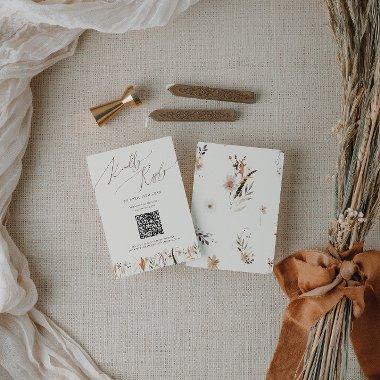 Boho Autumn Wildflower | Beige QR Code RSVP Card