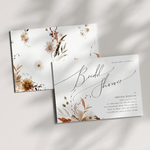 Boho Autumn Wildflower | Horizontal Bridal Shower Invitations