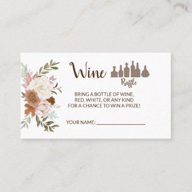 Boho Autumn Wine Raffle Ticket Bridal Shower Invitations
