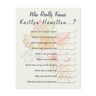 Boho Baby Shower Question Game New Mother Humor