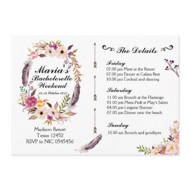 Boho Bachelorette Weekend Itinerary Invitations