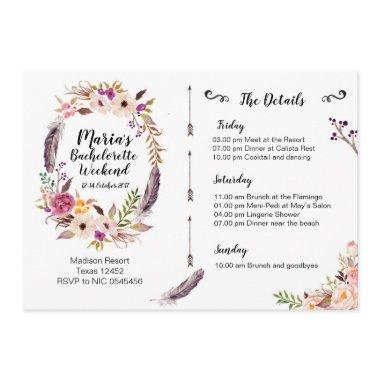 Boho Bachelorette Weekend Itinerary Invitations