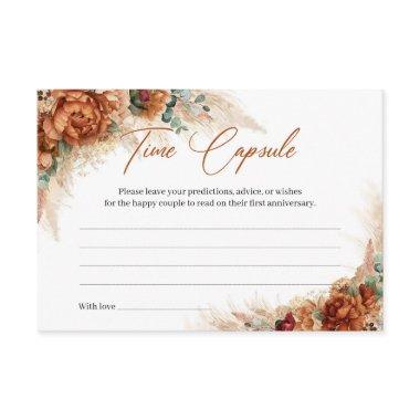 Boho beach terracotta burgundy pampas Time Capsule Enclosure Invitations